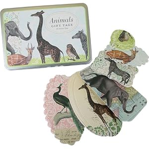 Cavallini Animals - 36 Die Cut Gift Tags, Vintage Archival Images