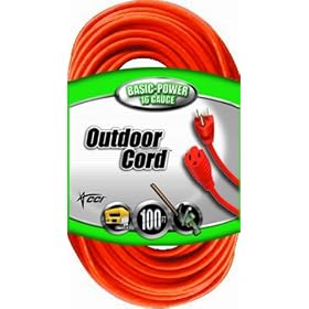 Coleman Cable 02309 16/3 Vinyl Outdoor Extension Cord, Orange, 100-Feet