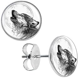 Howling Wolf Stud Earrings