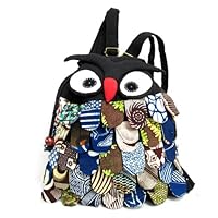 Multi Pattern Owl Canvas Backpack