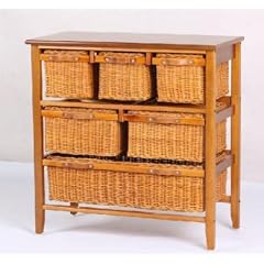 Edle Kommode Anrichte + 6 Rattan K�rbe Kiefer Honig NEU