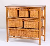 Edle Kommode Anrichte + 6 Rattan K�rbe Kiefer Honig NEU