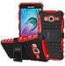 Galaxy J3 Case, Galaxy Amp Prime Case, Galaxy Express Prime Case, OEAGO Tough Rugged Dual Layer Plastic Impact Defender Cover with Kickstand for Samsung J3 (2016) / Amp Prime/Express Prime - Red