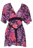 Kimono Top with Ties/Deep Purple with Purple Floral Print