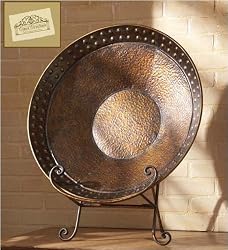 Charger Plate with Concave Design, Hammered Metal Old World Tuscan Decor from the Casa Cristina Collection, 25 Inch Wide