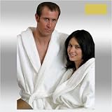 Natural Terry Velour Hooded Bathrobe, Unisex 51 Length With Rollup Sleeves