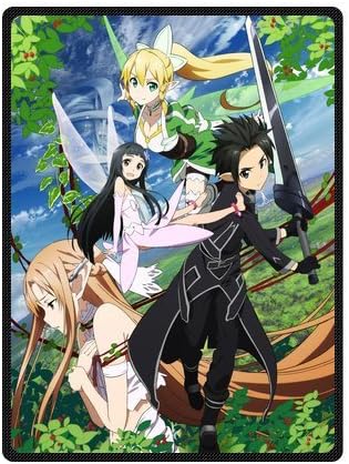 Japanese Anime Sword Art Online SAO Kirito Asuna Yui Plush Throw Blanket ,50 X 80 inches