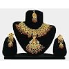 Bollywood Set Kareena orangefarbige Steine goldfarbene Fassung indischer Schmuck 3-teilig
