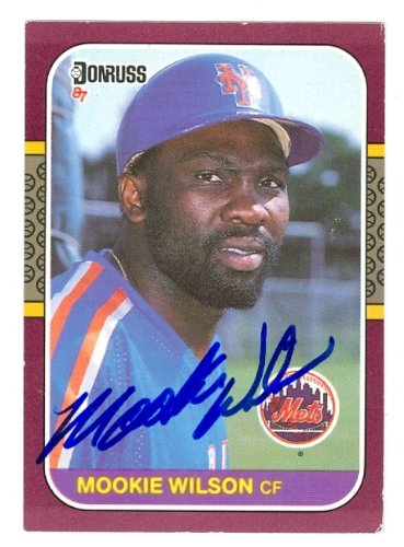 Mookie Wilson Autographed/Hand Signed baseball card (New York Mets) 1987 Donruss Opening Day #129 (6