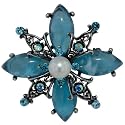 Vintage Blue Pearl Flower Brooches Pin