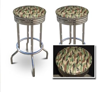 2 MAN CAVE Hunting Army Camouflage 29'' Specialty Chrome Barstools Bar Stools 2 MAN CAVE Hunting Army Camouflage 29'' Specialty Chrome Barstools Bar Stools