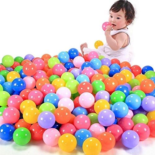 TOPITEMS 100pcs Colorful Ball Fun Ball Soft Plastic Ocean Ball Happy Baby Kid Toy Swim Pit Toy