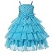 Richie House Girls' Light Blue Layered Dress with Rosette and Pearl Accents RH0918-D-5/6