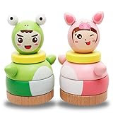 Ajusen 木のおもちゃ 積み木 タンブラ 子供 知育玩具 可愛い (二セット)