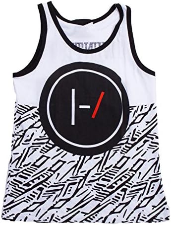 Twenty One Pilots Black Dot Print Fitness Sport White Tank Top (Asia Medium, White)