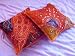 2 INDIAN MOTI ORANGE SARI TRIBAL THROW PILLOW COVERS