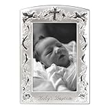 Malden Baby Baptism Two-Tone Picture Frame, Pewter