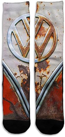 VW Red Surf Bus Panel - Custom Elite Style Athletic Sport Socks Crew 18"