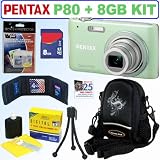 Pentax Optio P80 12.1MP Digital Camera (Mint) + 8GB Accessory Kit