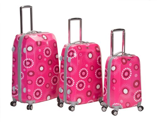 Rockland Luggage Vision Polycarbonate 3 Piece Luggage Set, Pink Pearl, One Size