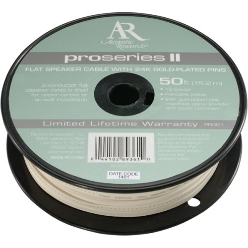 Acoustic Research PR361 Speaker Cable, Flat 16 AWG, (50 ft spool)