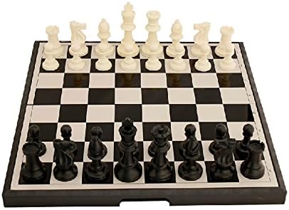Chinoiserie 2-in-1 Travel Mini Magnetic Chess & Checkers with Folding Board (Chess Teacher)