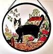 Black and White Cat in Stained Glass By Winged Heart