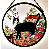 Black and White Cat in Stained Glass By Winged Heart