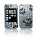Silver Dog Paw Full Diamond Snap on Design Case Hard Case Cover + Double Side Screen Protector Film for Apple Iphone 4g