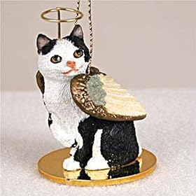Manx, Black/White Tiny Ones Cat Angel (2 in)