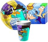 Phineas and Ferb Party Supplies Pack Including Plates, Cups, and Napkins- 8 Guests