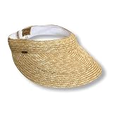 Scala Straw Braid Large Brim Sun Visor Hat in Natural
