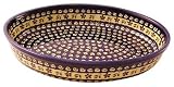 Bunzlauer Polish Pottery 351-175A Oval Baker, Blue with Yellow and Green