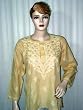 Paisley Emdroidered Cotton Kurti for Womens Peach Tunic Top M