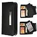 Black Detachable PU Leather Wallet Card Case & Back Cover With Detachable Hand Strap Wristlet and Card Slot Holder For Apple iphone 5 / 5S