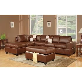 Montery 3-pcs Leather Sectional Sofa Set w/ FREE Ottoman [Reversible] MSRP $1498 ** FREE SHIPPING