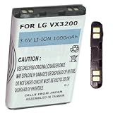 LG VX3200 BATTERY - LI-ION 1000mAh for LG ax355,LG ax390,LG ax4270,LG ax4750,LG ax490,LG ax5000,LG mm535,LG pm225,LG pm325,LG ux4750,LG ux5000,LG vi125,LG vx1000,LG vx3200,LG vx3300,LG vx3400,LG vx3450,LG vx4650,LG vx4700,LG vx5200,LG vx5300,LG vx6100,LG vx8100,LG vx8300,LG AX245,LG