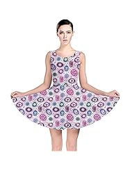 Polka Dot Print Polyester/Spandex Stretchy Skater Dress 