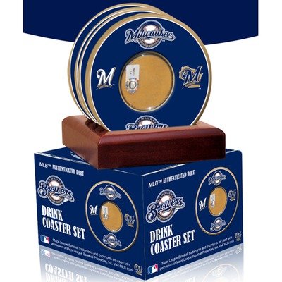 Milwaukee Brewers Coasters with Game Field Dirt (Set of 4)