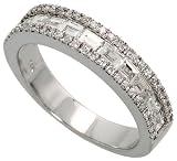14k White Gold 3/16 (4.5mm) wide Band, w/ 1.0 Carat Baguette & Brilliant Cut Diamonds