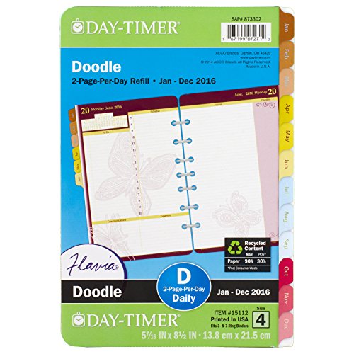 DayTimer Doodle Daily Planner Refill 2016, 5.5 x 8.5 Inches Page Size (151121601)
