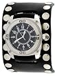 Nemesis #SM012K Men's Premium Wide Leather Stud Cuff Band Sports Watch