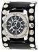 Nemesis #SM012K Men's Premium Wide Leather Stud Cuff Band Sports Watch