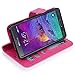 Note 4 Case, LK Galaxy Note 4 Wallet Case, Luxury PU Leather Case Flip Cover with Card Slots & Stand For Samsung Galaxy Note 4, HOT PINK