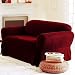 SOLID SUEDE Couch Cover 3 Pc. slipcover Set = Sofa + Loveseat + Chair Covers / Slipcovers 3 Pcs SET - BURGUNDY RED color