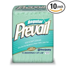 Prevail Fluff Underpad, 15 Underpads (Pack of 10)