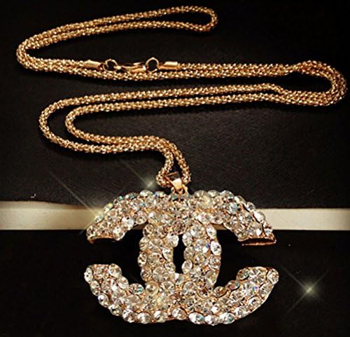 Greatmate Golden Chain Letters Full Of Rhinestone Crystal Pendant Necklace