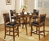 5pc Counter Height Dining Set in Brown Walnut Finish