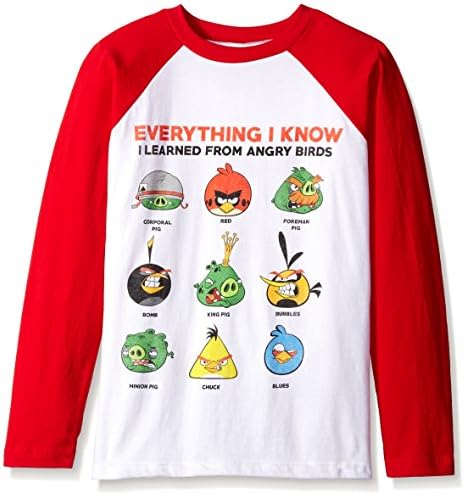 Freeze Big Boys' Everything I Know I Learned From Angry Birds Tee, White/Red, Small