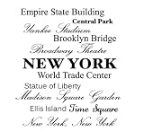Empire state building, Central park, Yankee stadium, Brooklyn bridge, Broadway Theatre, NEW YORK, World Trade Center, Statue of Liberty, Madison Square Garden, Ellis Island, Time Square, New York New York Vinyl wall art Inspirational quotes and saying home decor decal sticker steamss